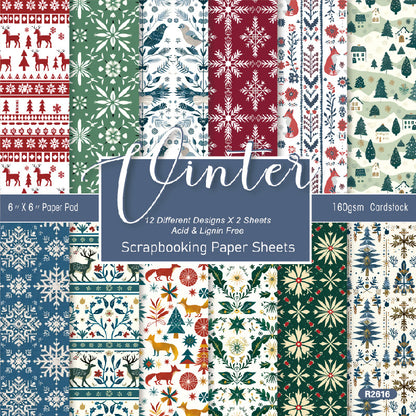 24PCS 6" Christmas Scrapbook Paper & Cardstock