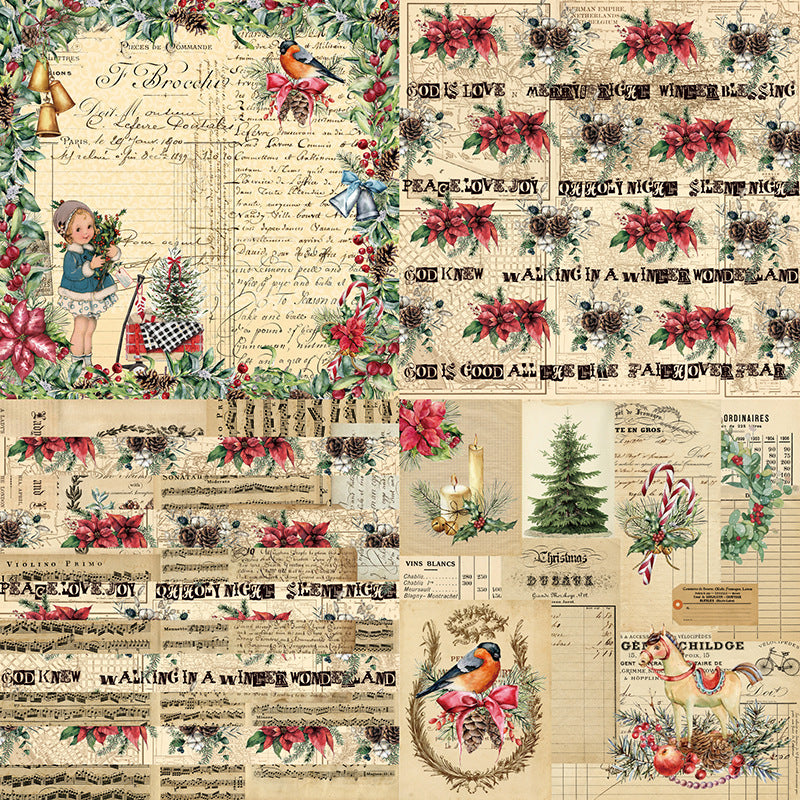 24PCS 6" Retro Christmas Scrapbook Paper & Cardstock