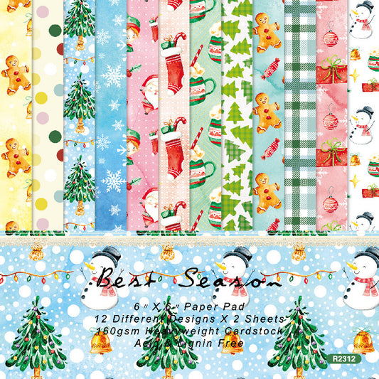 24PCS 6" Best Season Scrapbook Paper & Cardstock