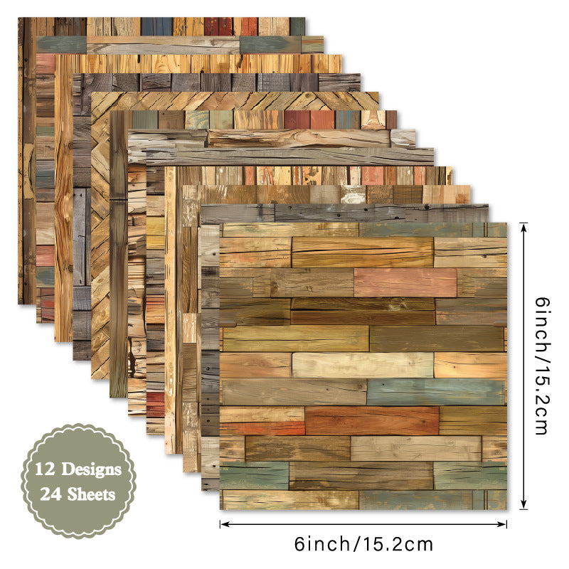24PCS 6" Plank Scrapbook Paper & Cardstock