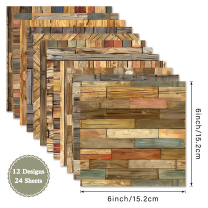 24PCS 6" Plank Scrapbook Paper & Cardstock