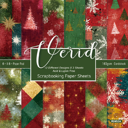 24PCS 6" Christmas Style Scrapbook Paper & Cardstock