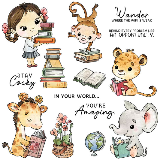 Reading Animals Clear Stamps
