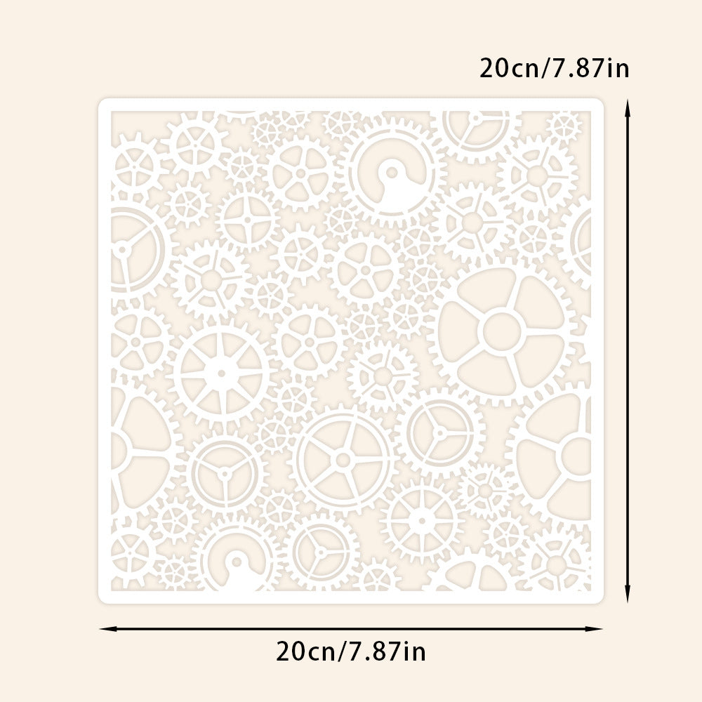 1 PC Gearwheel Pattern DIY Painting Hollow Stencil