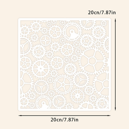 1 PC Gearwheel Pattern DIY Painting Hollow Stencil