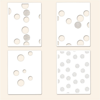 4 PCS Polka Dots Pattern DIY Painting Hollow Stencil