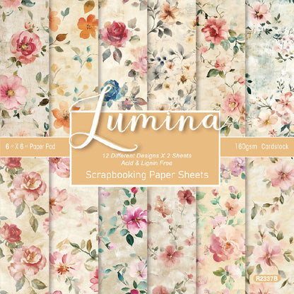 24PCS 6" Flowers Scrapbook Paper & Cardstock