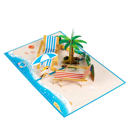 3D Creative Beach Vacation Pop-Up Greeting Card