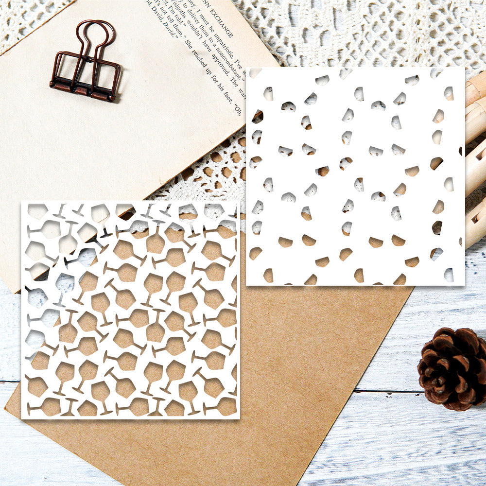 2 PCS Wineglass Pattern DIY Painting Hollow Stencil