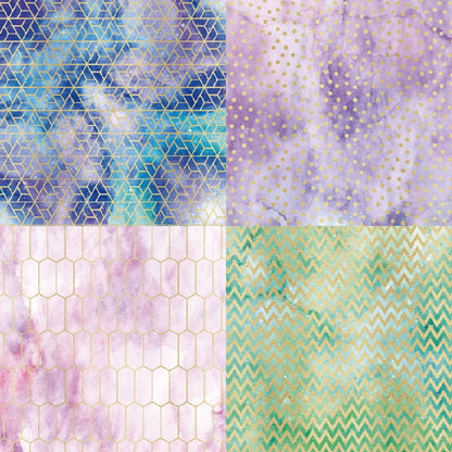 24PCS 6" Purple Geometry Scrapbook Paper & Cardstock