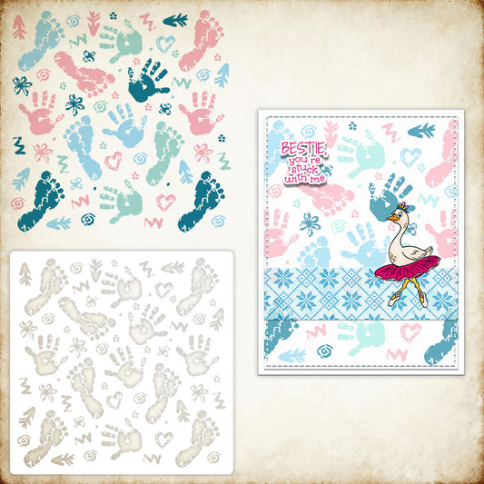 1 PC Footprint Pattern DIY Painting Hollow Stencil