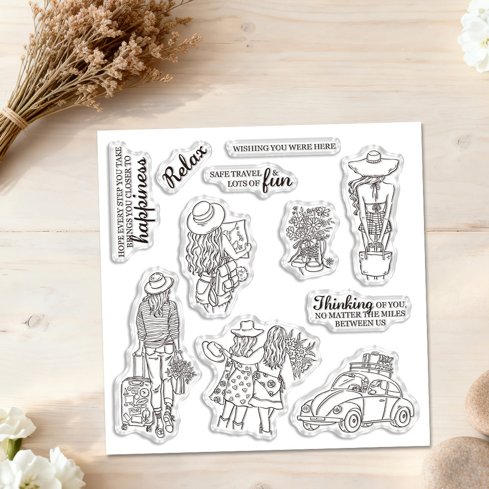 Girls Go On Vacation Clear Stamps