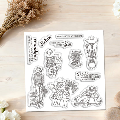 Girls Go On Vacation Clear Stamps