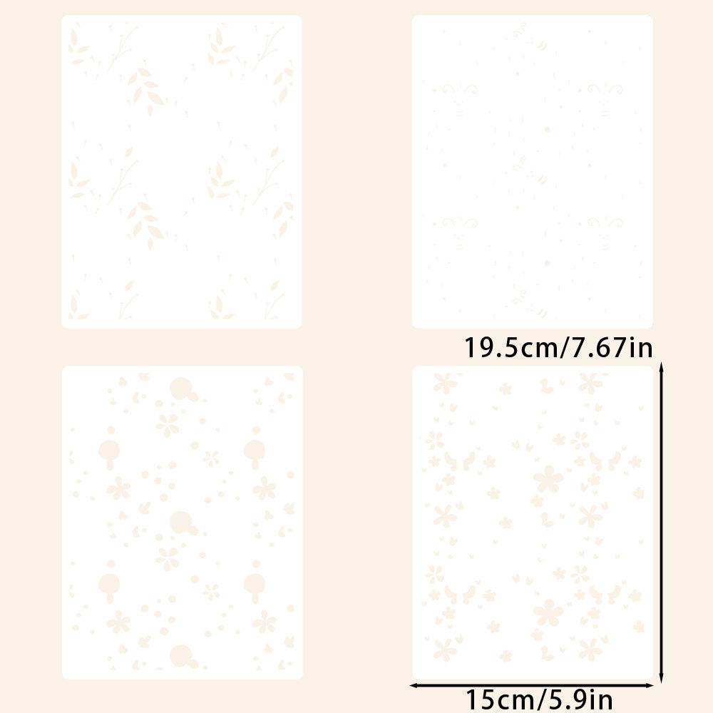 4 PCS Bees and Flowers Pattern DIY Painting Hollow Stencil