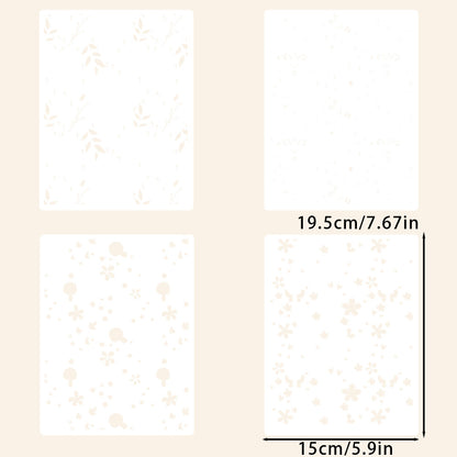 4 PCS Bees and Flowers Pattern DIY Painting Hollow Stencil