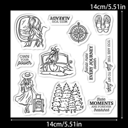 Travel Girl Clear Stamps