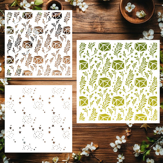 2 PCS Decorative Background DIY Painting Hollow Stencil