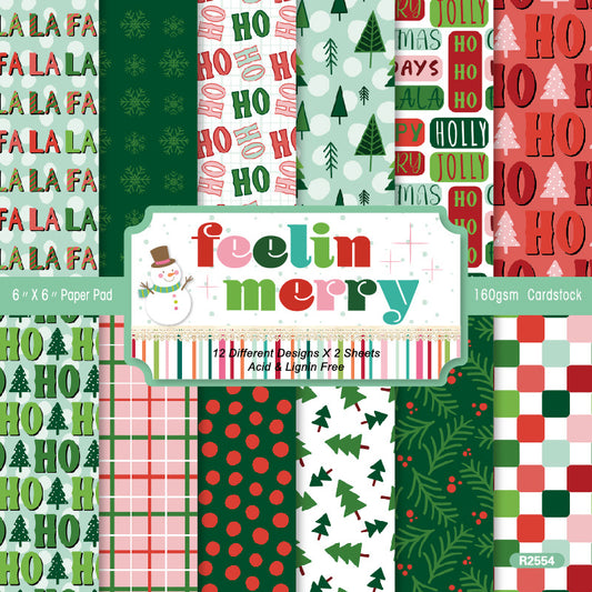 24PCS 6" Feeling Merry Scrapbook Paper & Cardstock