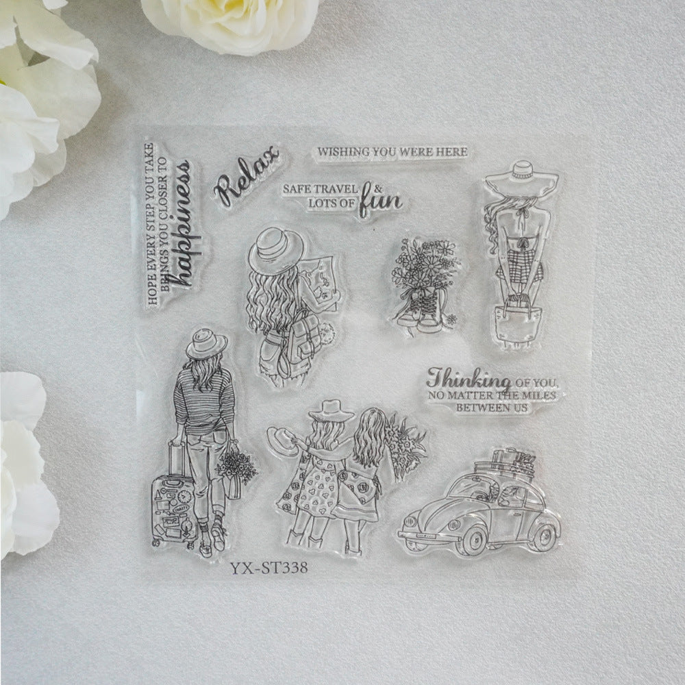 Girls Go On Vacation Clear Stamps