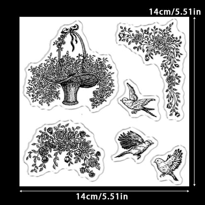 Flower Basket and Birds Dies & Stamps Set