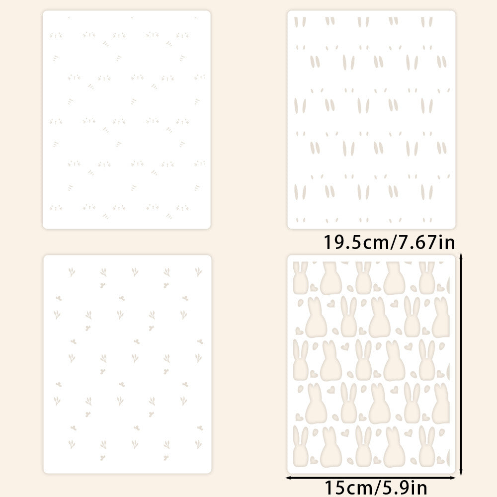 4 PCS Rabbits Pattern DIY Painting Hollow Stencil