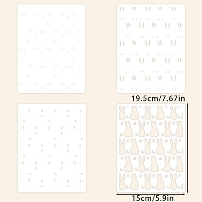 4 PCS Rabbits Pattern DIY Painting Hollow Stencil