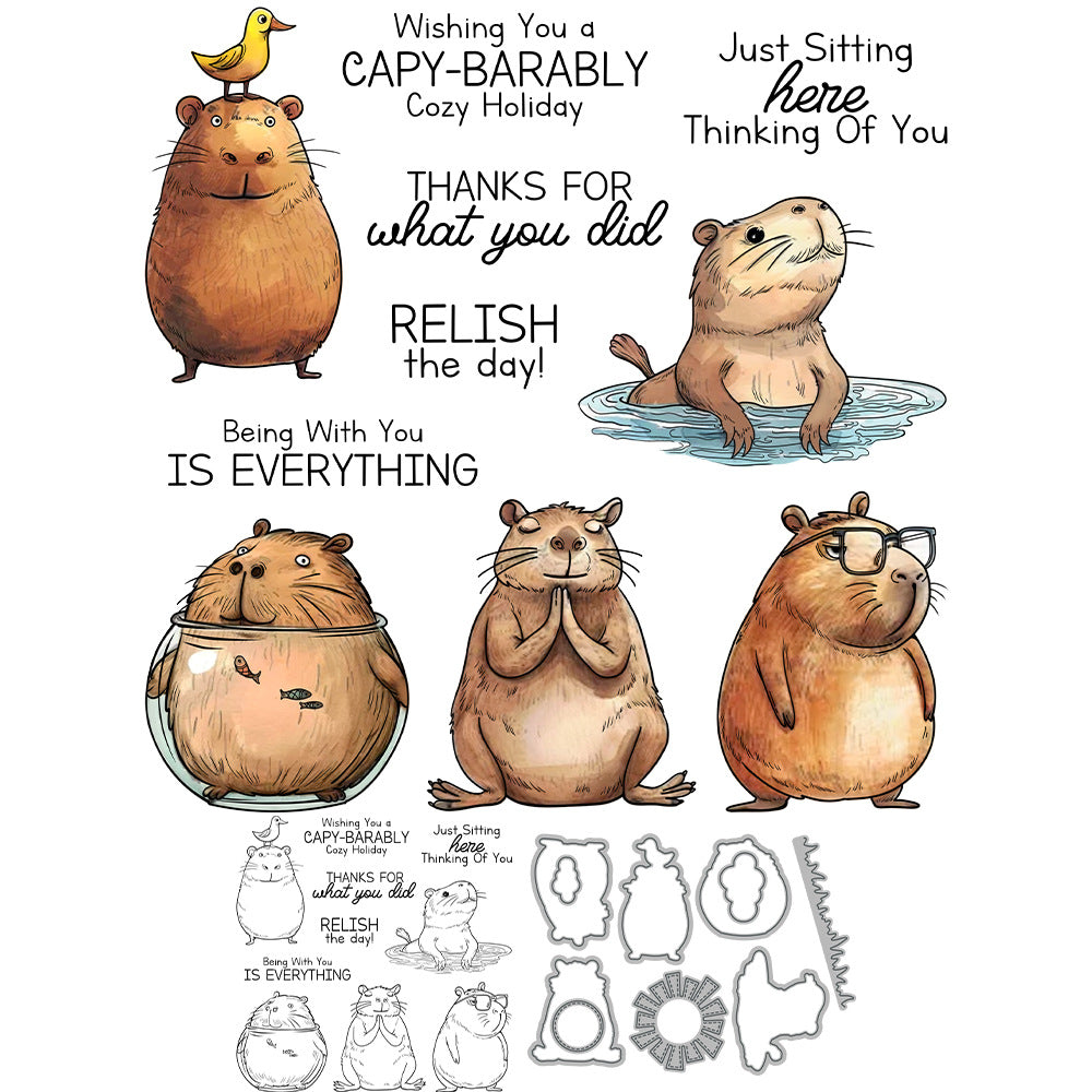 Cute Capybara Dies & Stamps Set