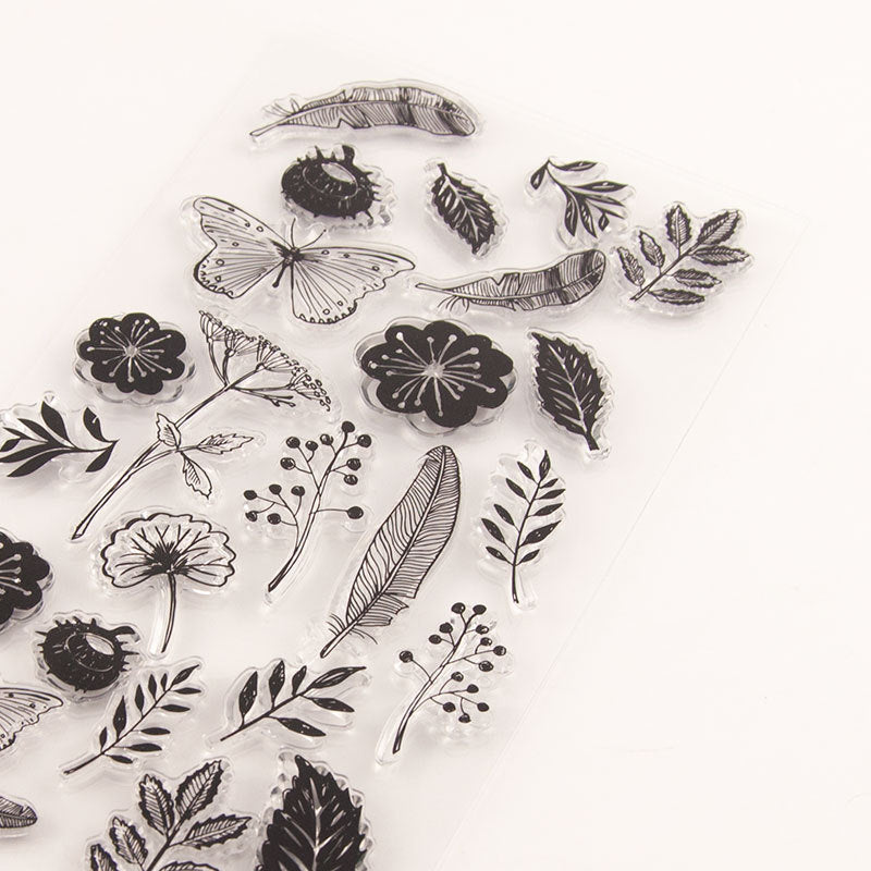 Flowers and Leaves Combination Clear Stamps