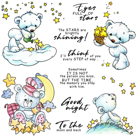 Cute Doll Bear Stars Dies & Stamps Set