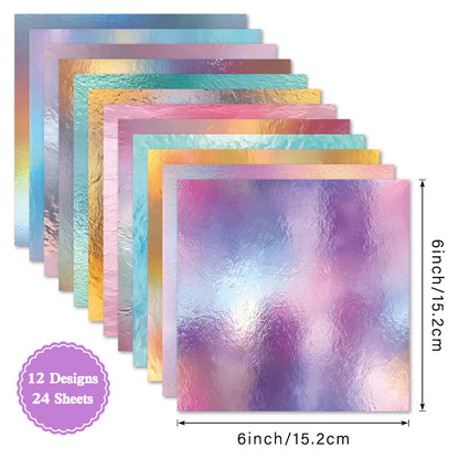 24PCS 6" Iridescent Hue Scrapbook Paper & Cardstock