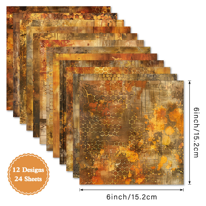 24PCS 6" Honeyed Scrapbook Paper & Cardstock