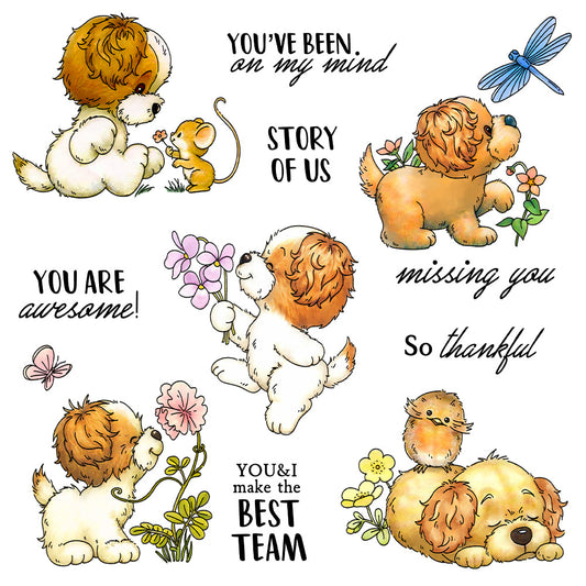 Playing Puppy Dies & Stamps Set