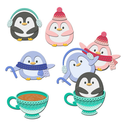 Winter Cartoon Penguins Metal Cutting Dies