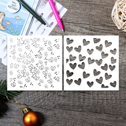 2 PCS Heart Pattern DIY Painting Hollow Stencil