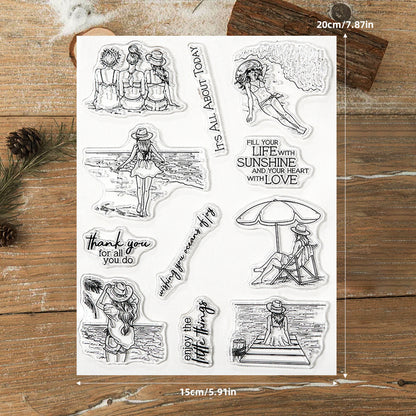 Summer Beach Girl Clear Stamps