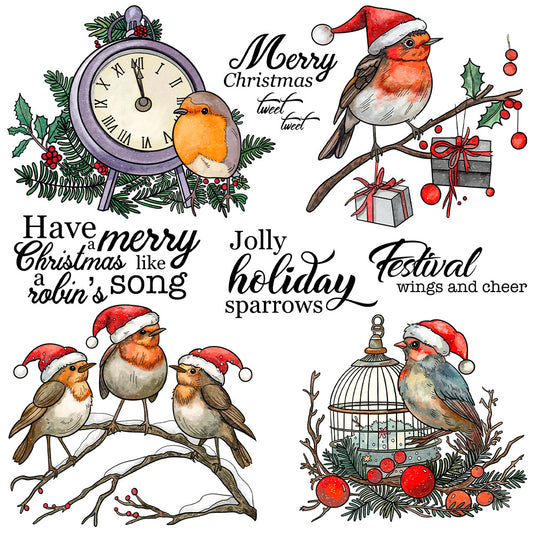 Christmas Bird On Branch Clear Stamps