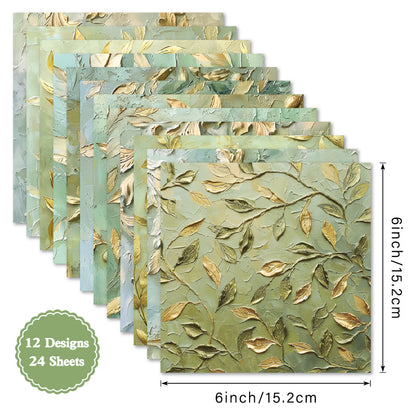 24PCS 6" Gold Leaf Scrapbook Paper & Cardstock