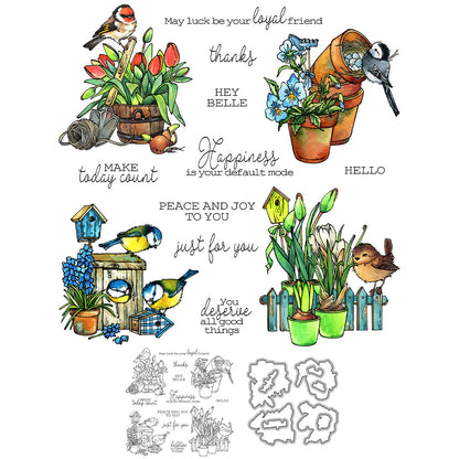 Flowers and Birds Dies & Stamps Set