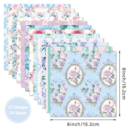 24PCS 6" Thyme Scrapbook Paper & Cardstock