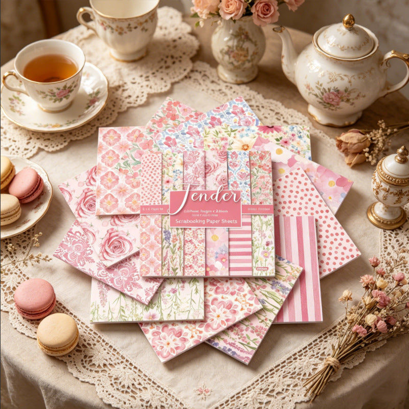 24PCS 6" Floral Scrapbook Paper & Cardstock