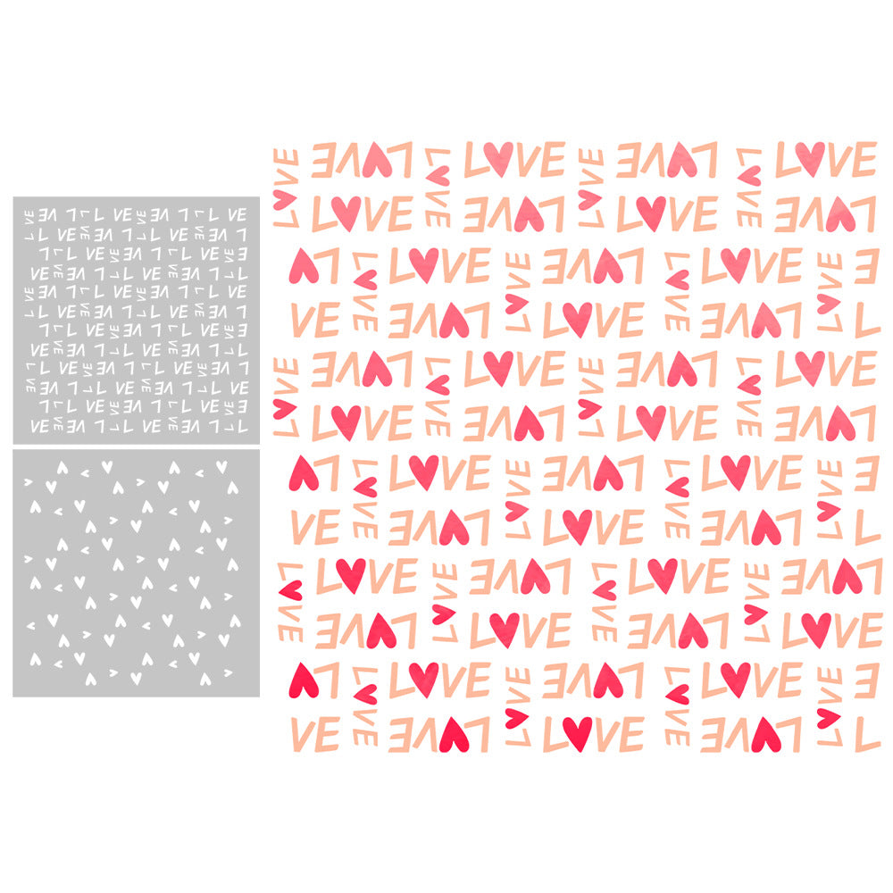 2 PCS Love Pattern DIY Painting Hollow Stencil