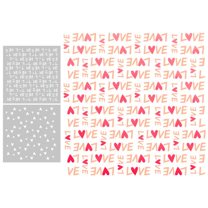 2 PCS Love Pattern DIY Painting Hollow Stencil