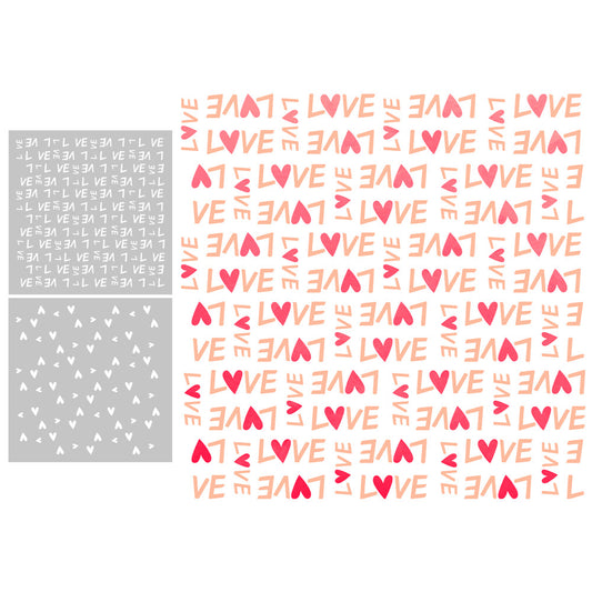 2 PCS Love Pattern DIY Painting Hollow Stencil