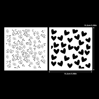 2 PCS Heart Pattern DIY Painting Hollow Stencil