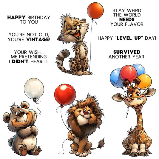 Balloon Animal Birthday Dies & Stamps Set