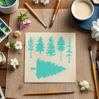 Pine Tree Pattern DIY Painting Hollow Stencil