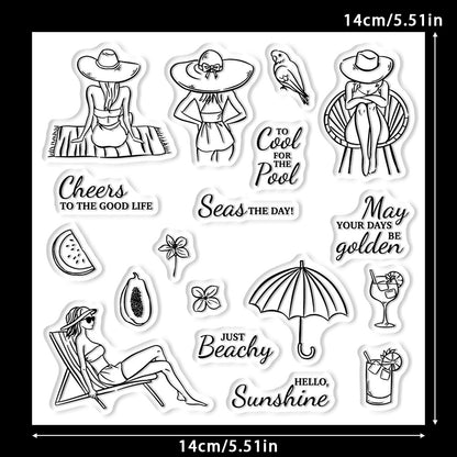 Girls' Beach Vacation Dies & Stamps Set