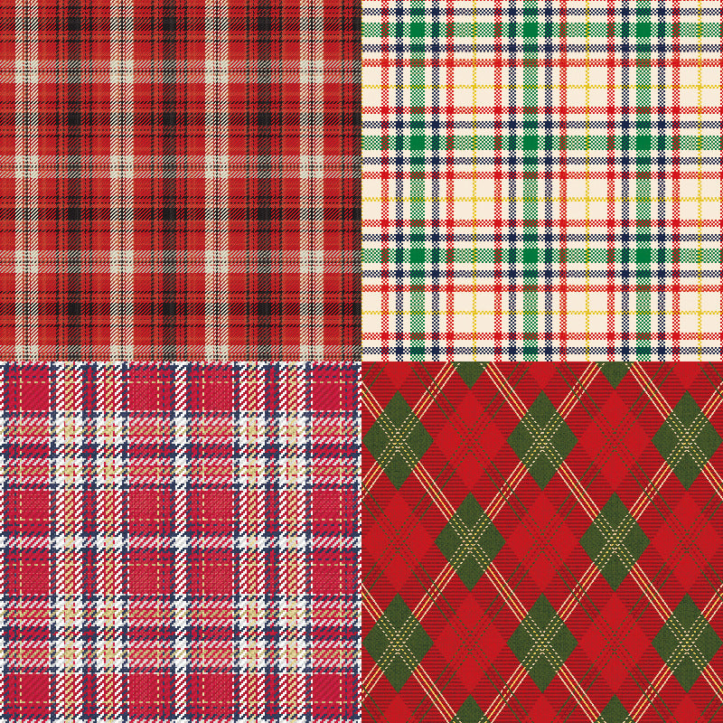 24PCS 6" Christmas Plaid Scrapbook Paper & Cardstock