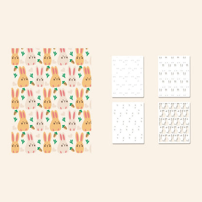 4 PCS Rabbits Pattern DIY Painting Hollow Stencil