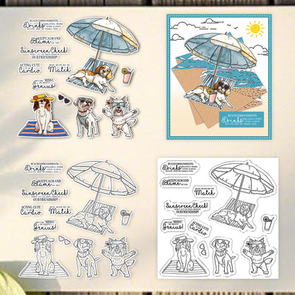 Puppy Beach Vacation Clear Stamps